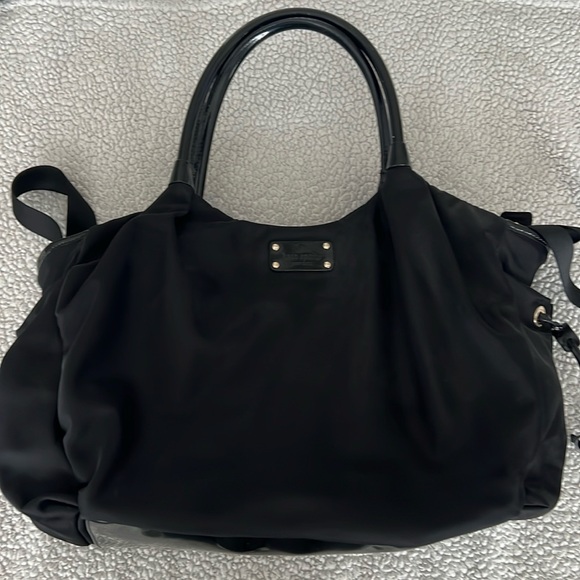 Kate Spade Diaper BagBlack Nylon with Black Patent Details